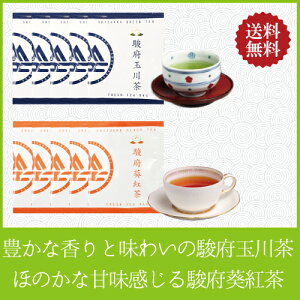 駿府玉川茶 (3g×5袋) + 駿府葵紅茶 (2.5g×5袋) 【送料無料/ポスト投函便】(ティーバッグ 日本茶 和紅茶 国産紅茶 紅茶ティーバッグ 煎茶ティーバッグ)