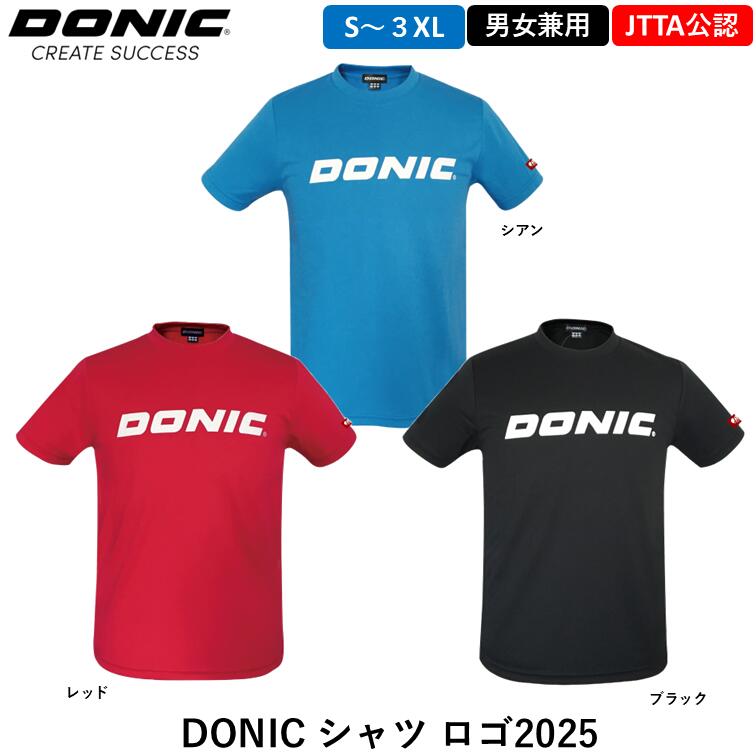DONIC ドニック 卓球ウェア DONIC シャツ ロゴ2025 男女兼用 日本卓球協会公認 JTTA ゲームシャツ 卓球 ウェア