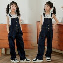 デニム オーバーオール 女の子 子供服 キッズ デニムパンツ Tシャツ ジーンズ 2点セット おしゃれ 可愛い レトロ サロペット デニム オールインワン ワイ...
