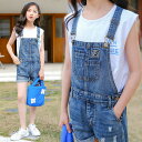 デニム ショートパンツ オーバーオール 女の子 夏 子供服 キッズ デニムパンツ ジーンズ おしゃれ ダメージ 可愛い レトロ サロペット デニム オールインワ...