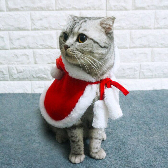 送料無料新品ペットマント犬服猫の服クリスマスコスプレ衣装ハロウィンコスプレ仮装ャットウェアネコ用ポンチョペットウェア小型犬ペット用可愛いレッドcosplay写真撮影保温暖かい猫用品プレゼント冬散歩