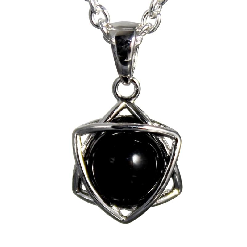 六芒星 ヘキサグラム ダビデの星 ラッキースター テクタイト 隕石 ペンダントトップ シルバー925