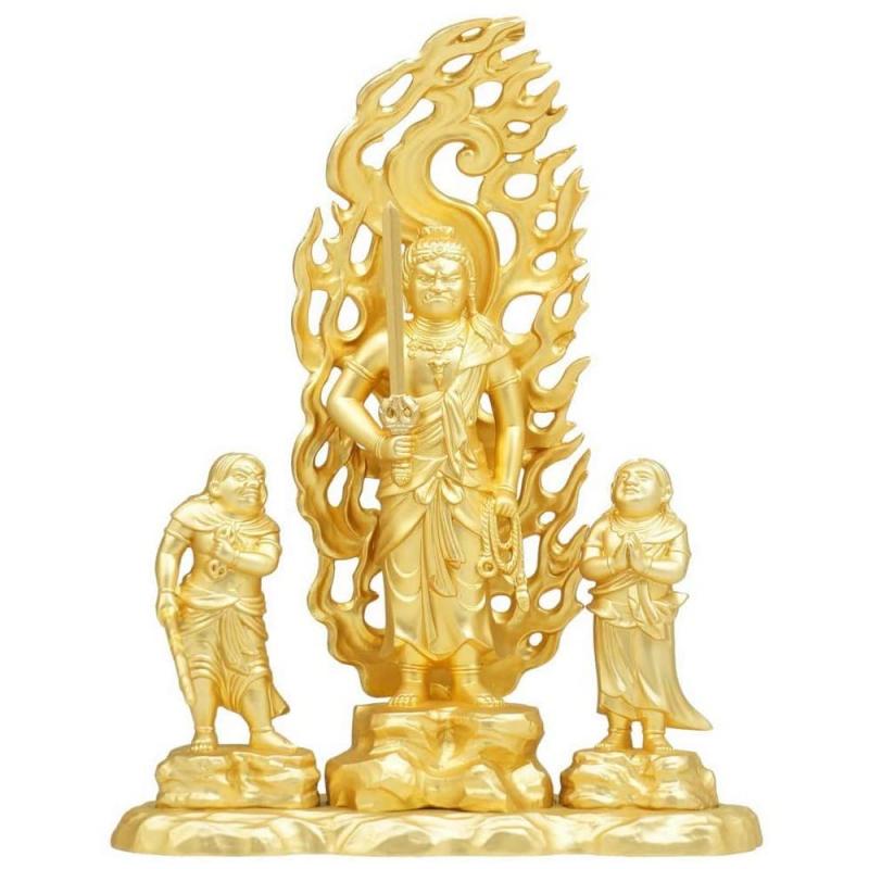 童子不動明王 16．0cm 合金製 [仏像]不動明王　15．5cm総高　16.0cm身丈　9.5cm横幅　12.7cm奥行　4.5cm