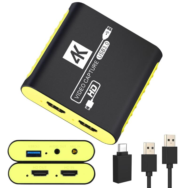 ゲームキャプチャーボード HDMI 4K@30Hz パススルー対応 Switch対応 PS4 対応 PS5 対応 USB 3.0 Type-C 1080P 60FPS キャプチャー Xbox/Wii U/PC/ウェブカメラ/スマートフォン対応