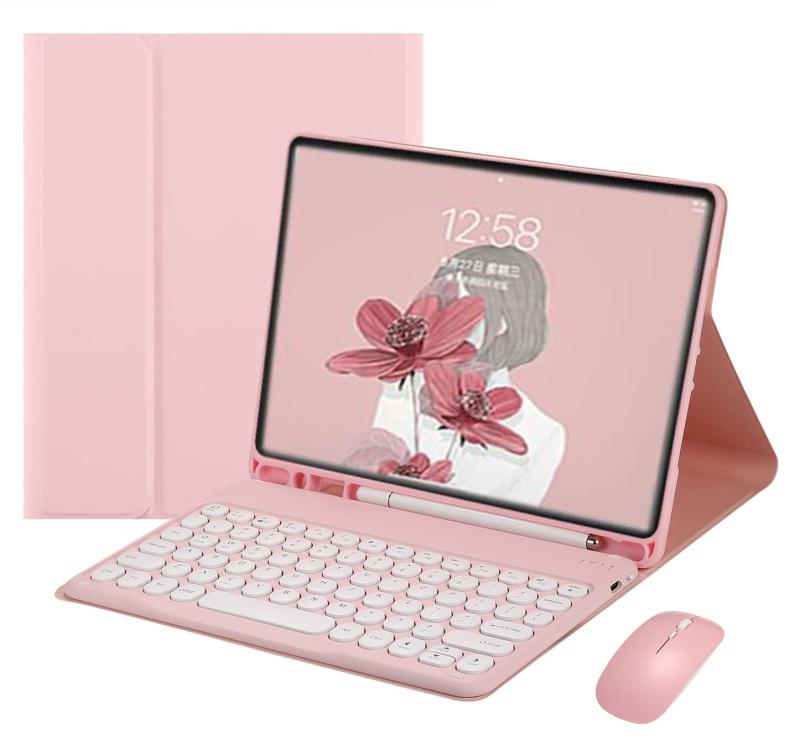 マウス付き Fire HD 10 Plus/HD 10 第11世代 2021年型 キーボードケース 丸型キー 可愛い カラーキーボード カラフル 10.1インチ タブレットFire HD 10 プラス 丸い 分離式 キーボード カバー