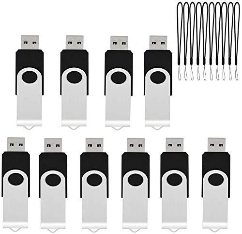 POWVAN USBメモリ 8GB USB2.0 フラッシュメモリードライブ フラッシュメモリー ストラップ付 360° 回転式 USB 10色