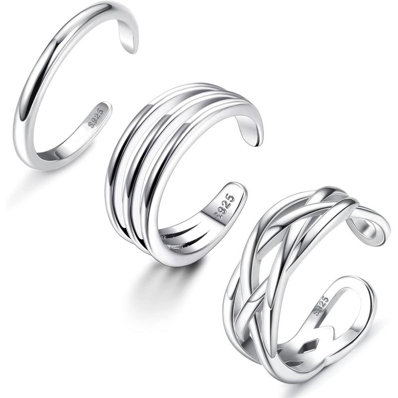 [LOYALLOOK] シルバー925 トゥリング 3点 18K スターリングシルバー トーリング ホワイトゴールド ター..