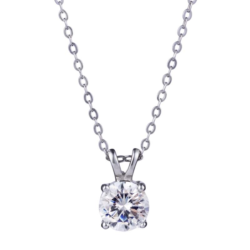  ネックレス レディース 人気 シルバー925 プラチナ コーティング ジルコニア 8mm 1.5カラット 金属アレルギー対応 女性 ダイヤ