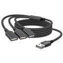 MOGOOD 3-in-1 USB分岐器ケーブル、USB電源分岐器1オス3メスUSB 2.0アダプタ1-3 USB分岐器USB拡張ケーブルUSBマルチポート充電/データ転送/ノートパソコン/Mac(3)