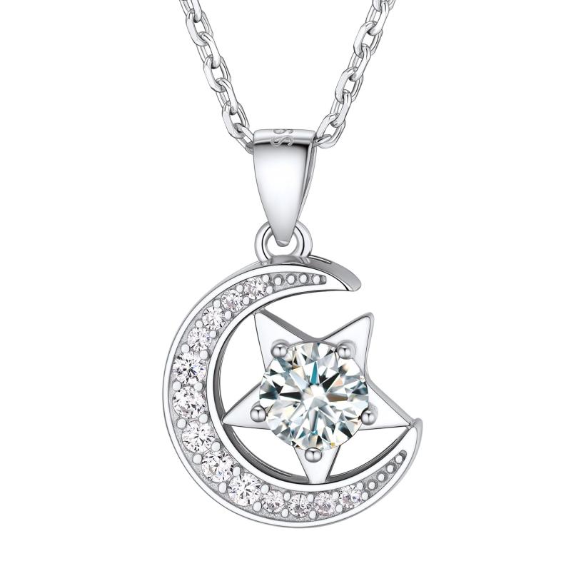 [Suplight] ネックレス レディース 星 三日月 シルバー925 ジルコニア かわいい シンプル アレルギー アクセサリー