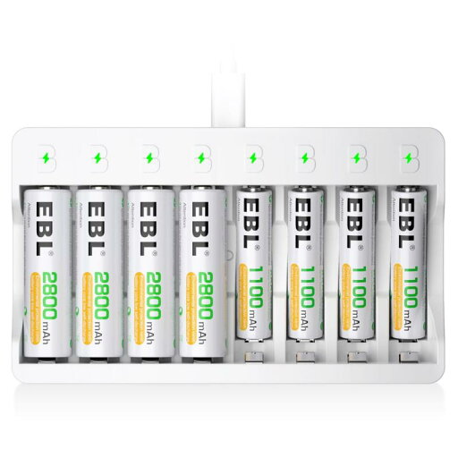EBL 充電池単3 充電器セット 単三電池(2800mAh*8)+充電器セット ニッケル水素/ニカド充電池に対応 各スロット独立充電 ミニ四駆 充電器 充電電池 単3 充電器セット EBL 充電池単3 充電器セット 単三電池(2800mAh*8)+充電器セット ニッケル水素/ニカド充電池に対応 各スロット独立充電 ミニ四駆 充電器 充電電池 単3 充電器セット
