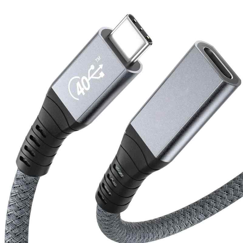 USB4 延長ケーブル SLEIJAOOE【40Gbps高速データ転送 100W/5A PD急速充電 8K@60Hz映像出力】Thunderbolt 4 延長対応 USB Type-c 延長ケーブル デスクトップパソコン/スマートフォン/ラップトップ/タ