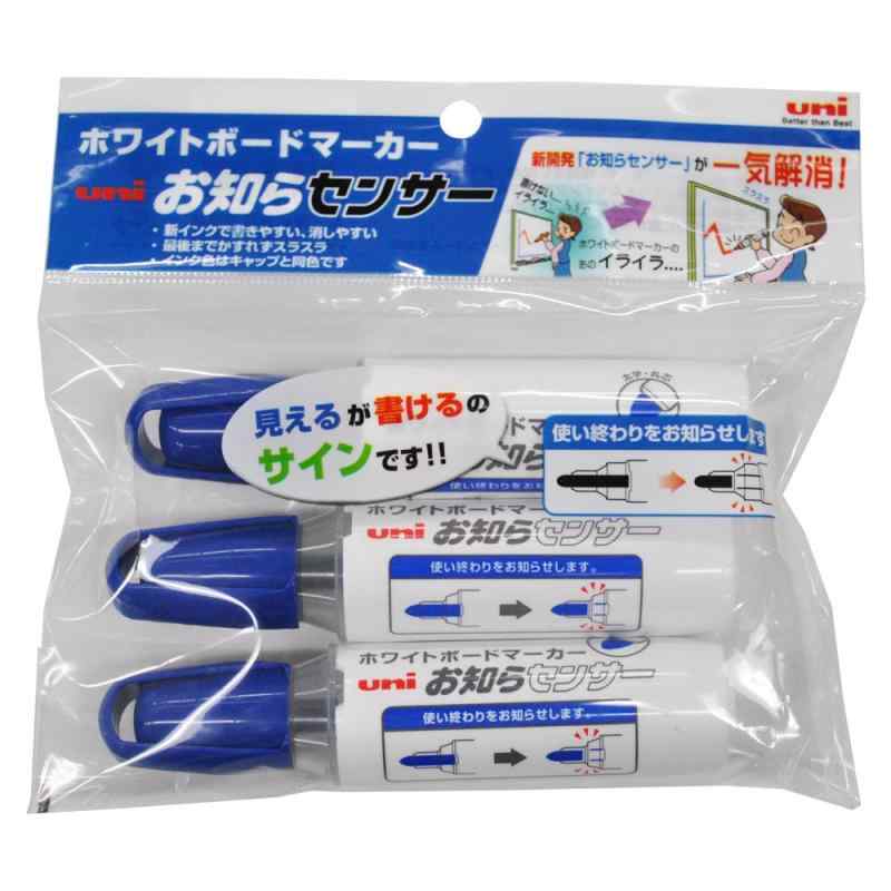 三菱鉛筆 ホワイトボードマーカー お知らセンサー 太字丸芯 青 3本入 7139330985本入重量: 29.1g太字丸芯インク色:青サイズ : 軸径 26mm ×厚さ 27.5mm ×全長 116mm