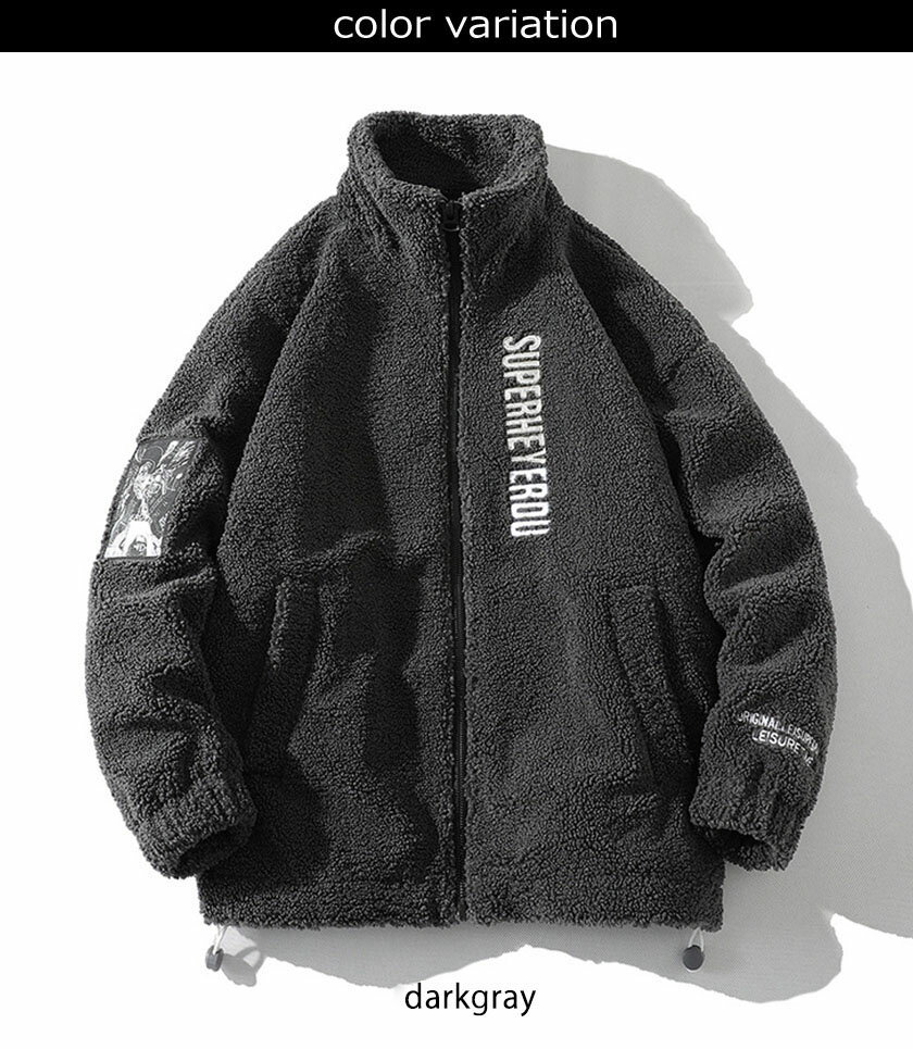 フリースジャケット ボアコート ボア ボアブルゾン ボアジャケット メンズ レディース アウター シープボア 防寒 裏起毛 もこもこ 暖かい 大きいサイズ カジュアル ファッション ゆったり 春 秋 冬 冬服 無地