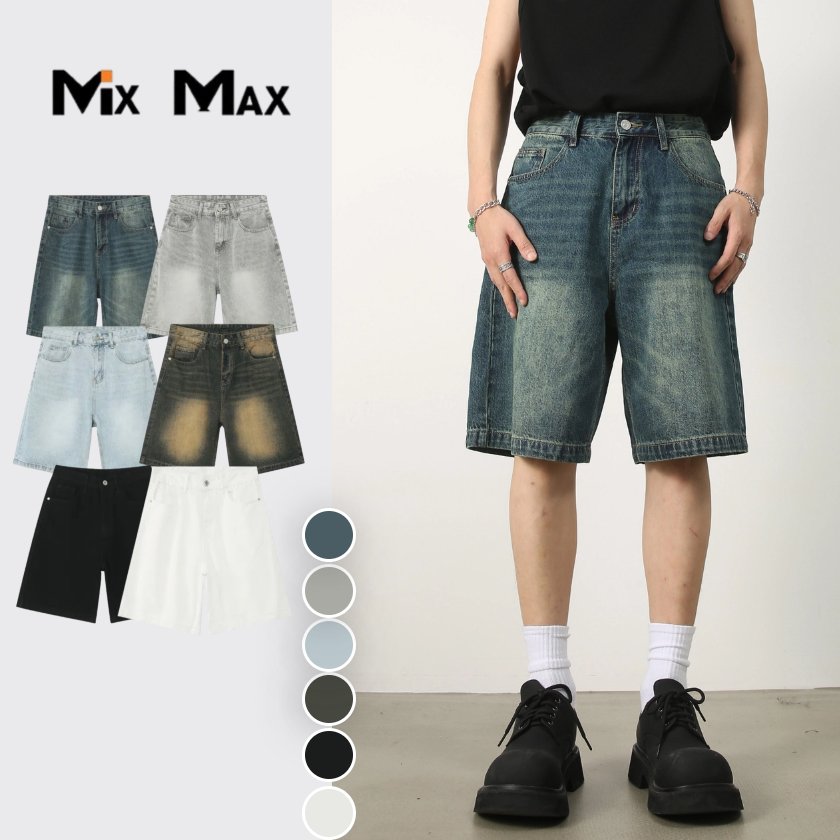 Rakuten - ハーフパンツ デニム メンズ レディース おしゃれ 夏 ショートパンツ 無地 ジップアップ カジュアル ワイドパンツ 5分丈 ゆったり 半ズボン ストレート 涼しい 短パン 膝丈 前開き シンプル 通勤 通学 男女兼用 カップル 韓国風 春