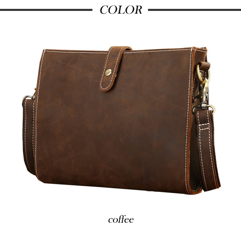 セカンドバッグ 2way ショルダーバッグ　ビジネスバッグ クラッチバッグ ハンドバッグ メンズ 本革 カバン 牛革 レザー 革 レザーバッグ 防水 男性用 フォーマル オイルレザー 柔らかい パスポート収納可 7.9寸ipad収納可 ポーチ プレゼント 父の日 誕生日 クリスマス 祝い