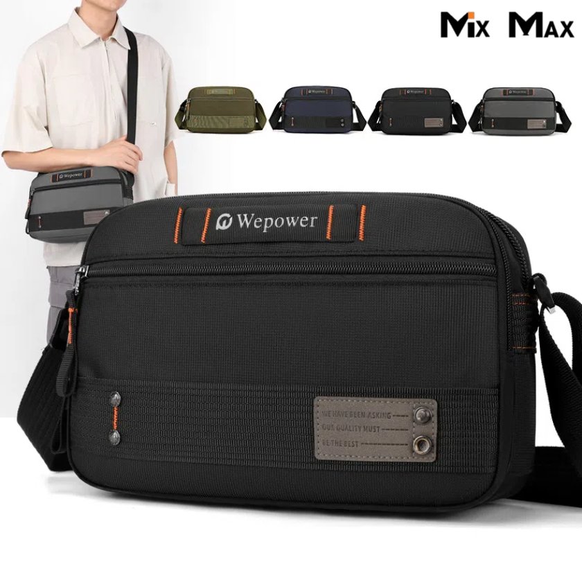 WE POWER メンズ ショルダーバッグ 軽量 ブラック 大容量 斜めがけ 通勤 通学 バッグ 肩掛け カバン 撥水 防水 出張 旅行 斜め掛け ショルダー カジュアル 横型 ボディバッグ 小さめ ハンドバッグ メッセンジャーバッグ 多機能 人気 便利グッズ 収納