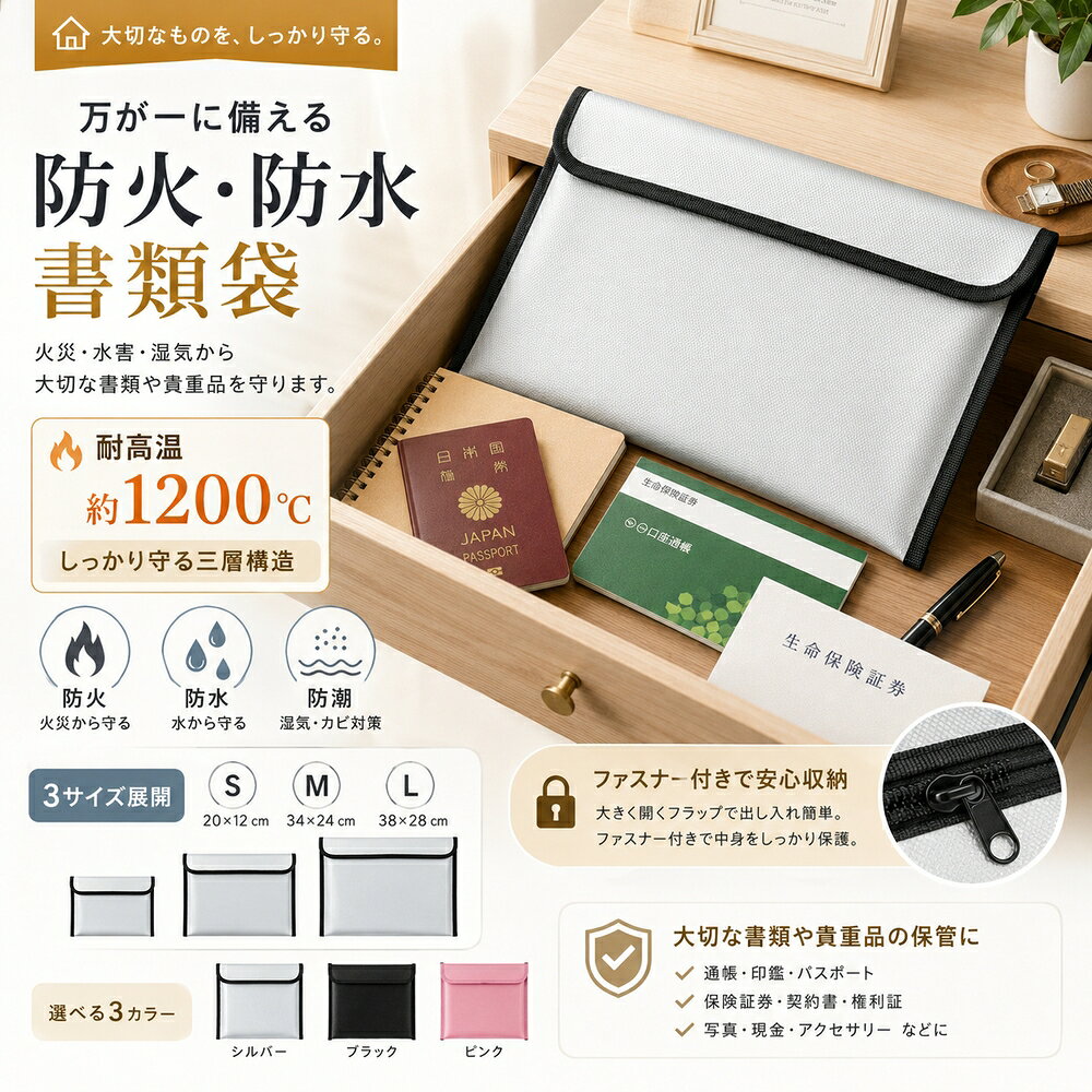 樂天商城 - 耐火バッグ 耐火ケース 防火袋 耐火金庫 防火金庫 耐火1200℃ ファスナー式 薄型 二層構造 A4 B5 防水 難燃素材 通帳収納 パスポート収納 契約書保管 現金収納 防爆 防水 防災 防火バック 現金収納 家庭用 大容量 集金袋 手提げ 耐火袋 耐火収納ケース