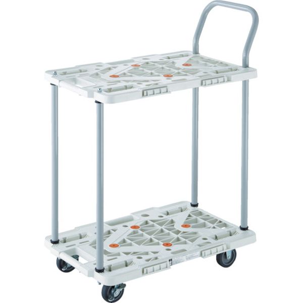 【メーカー在庫あり】 MPK6024SW 樹脂製台車 2段式ルートバン 600X400 ハンドル付 ストッパー付 白 MPK..