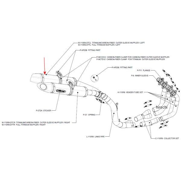 アクラポビッチ AKRAPOVIC リペアサイレンサー D-TYPE 左側 07年以降 YZF-R1 チタン M-Y10R9-DTTL HD店