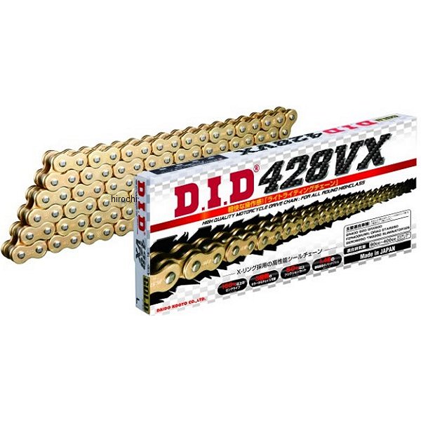 【メーカー在庫あり】 DID 大同工業 チェーン 428VX VXシリーズ Xリング ゴールド 130L カシメ DID 428VX-130L ZJ(カシメ) GOLD HD店