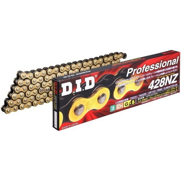 4525516168632 DID 大同工業 チェーン 428NZ ノンシール シリーズ ゴールド/黒 104L カシメ 428NZ-104L-GB-ZJ HD店