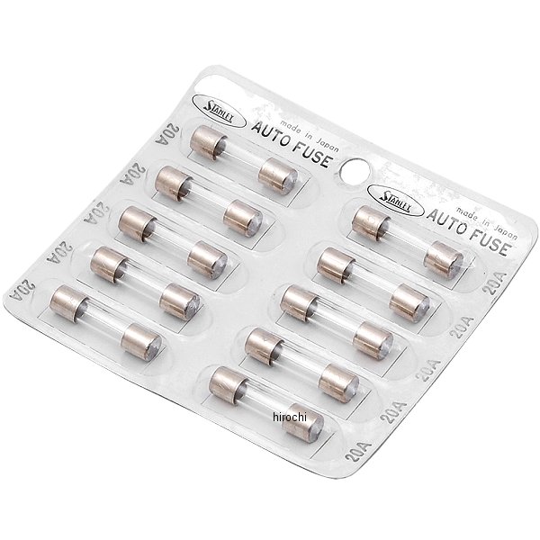 スタンレー STANLEY ガラス管ヒューズ 20A 25mm 10個入り SAF-2520 HD店のサムネイル