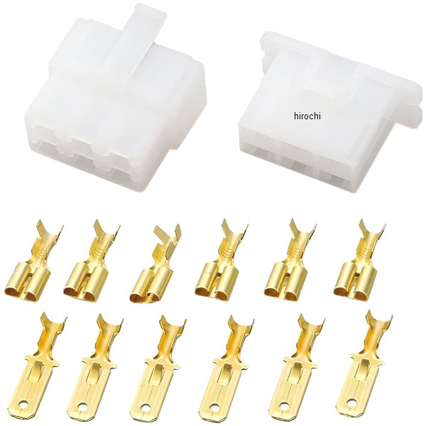 デイトナ コネクターセット250型 逆ロック 6極タイプコネクター(オス/メス)各1個、端子（オス/メス)各6個【特徴】ホンダ車のメインキー部等に採用されている、オス/メスのロック用ツメが逆に付いている250型コネクターのセットです。96190楽天 HD店　