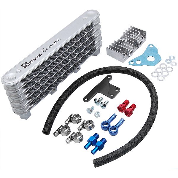 キタコ ニュースーパーオイルクーラーキット 右側シリンダーヘッド取り出し用・縦置取付仕様(5段コア) ..