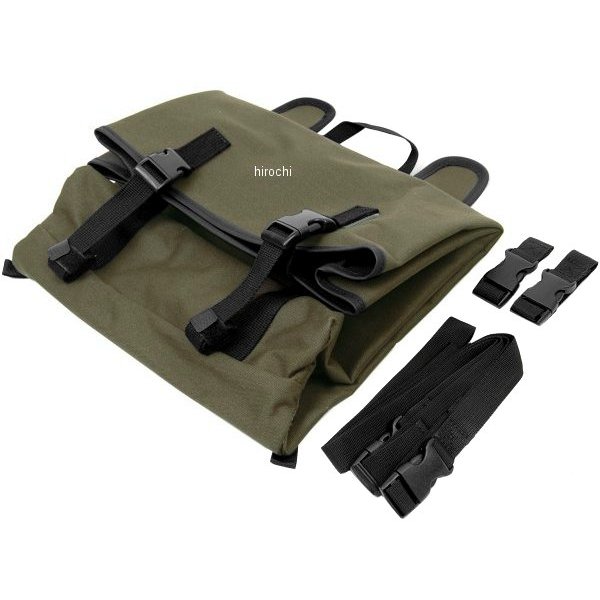 イージーシングルサドルバッグ コットンカーキです。カラー:コットンカーキサイズ:W36×D14×H30-35cm(最大高)容量:14-16リットル(ポケット容量込)機能:取り付けパーツ標準装備、容量アップシステム 最大16L付属品:ベルトストラップ30×2 (品番:RR9110-1)、ベルトストラップ120×2 (品番:RR9952)・メインコンパートメント:バックルを外して入り口を持ち上げるだけで、収納口に簡単アクセス。・荷物の増減を調整し、しっかりとホールドするコンプレッションベルト・シートなどに巻いて使えるロングセッティングパーツ2本を標準装備。・シートレール、サドルバッグガード、サイドバッグマウント等に使えるショートセッティングパーツも2本装備。RR9110C-KK楽天 HD店