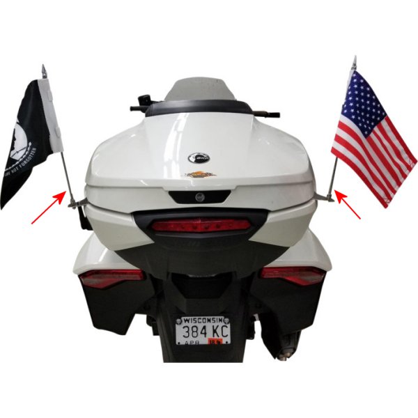 リブコ プロダクト Rivco Products ダブル フラッグ ホルダー トランクマウント16年-17年 Can-Am Spyder F3 Limited高さ10インチ(約254mm)のフラッグまで対応。ポールの上部にフラッグを固定するクリップ付属。フラッグは別売りです。FH450楽天 HD店　