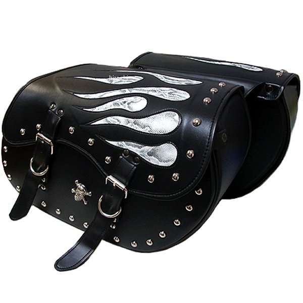 クロス(Xross) ベーシックサイドバッグ ダブルバッグ 黒 ホワイトパイソン シズク シルバースカル MFH-102-1S HD店