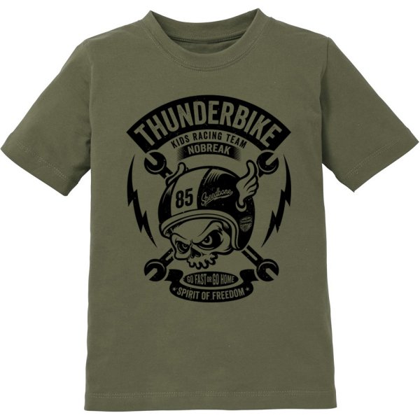 サンダーバイク キッズ Tシャツ Boneracer オリーブ 164サイズ THU-19-01-1154/164 HD店