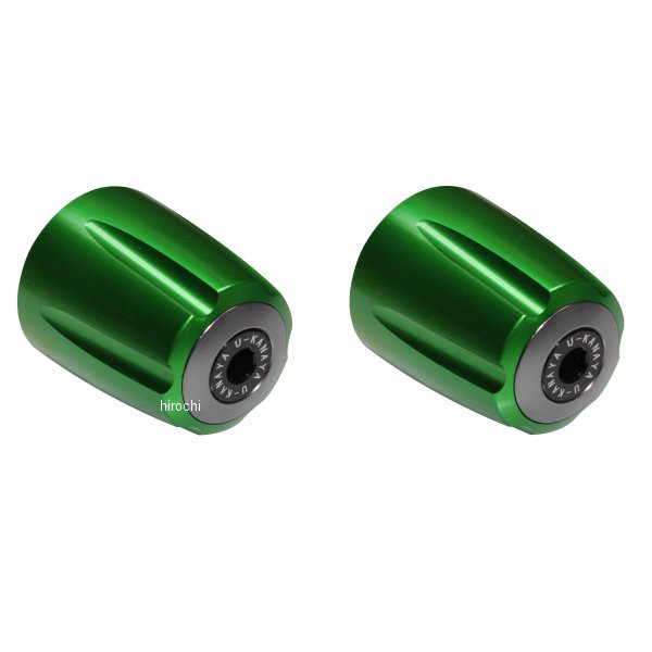 【メーカー在庫あり】 ユーカナヤ U-KANAYA アルミビレットハンドルバーエンド グルーヴタイプ YZF-R25/R3 緑/チタン BEGVGR-YA040-TI HD店