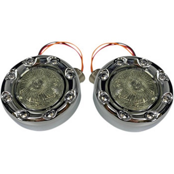 【USA在庫あり】 カスタム ダイナミクス LEDウインカー フロントブレット ダブル球 クローム/スモーク 2020-1874 HD店