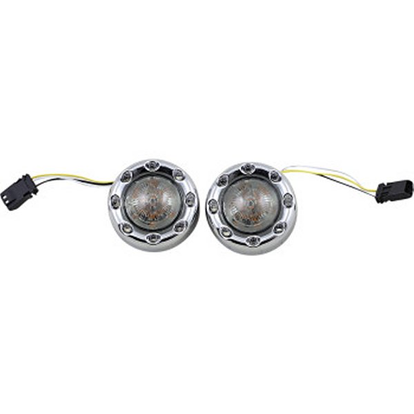 【USA在庫あり】 カスタム ダイナミクス LEDウインカー フロントブレット JAEソケット クローム/スモーク 2020-1876 HD店