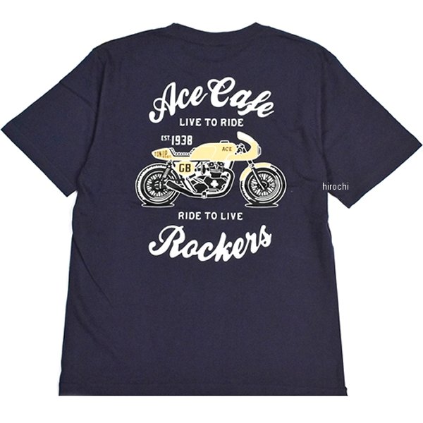 AC003CT エースカフェロンドン ACE CAFE LONDON コットン Tシャツ Live to Ride ネイビー Lサイズ AC003CT-NV-L HD店