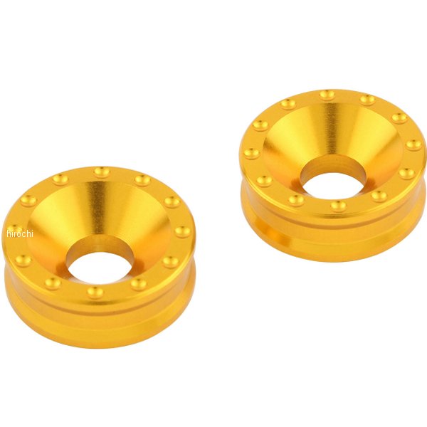 ポッシュ POSH ビレットワッシャー M6汎用カラー:ゴールド外径:約17.5mm/厚み6mm素材:アルミ削り出し/アルマイト・メッキ仕上げ2個入り【仕様説明】・日本製ボルト周りのドレスアップに使用するボルトホルダー・厚みを抑えた構造にフィッティングするビスはM6皿ビス、皿ビス頭特有平面部との一体感でより一層輝きを増すボルトホルダーです。※皿ビスは付属していません、M6皿ビスをご使用ください。004286-04楽天 HD店　