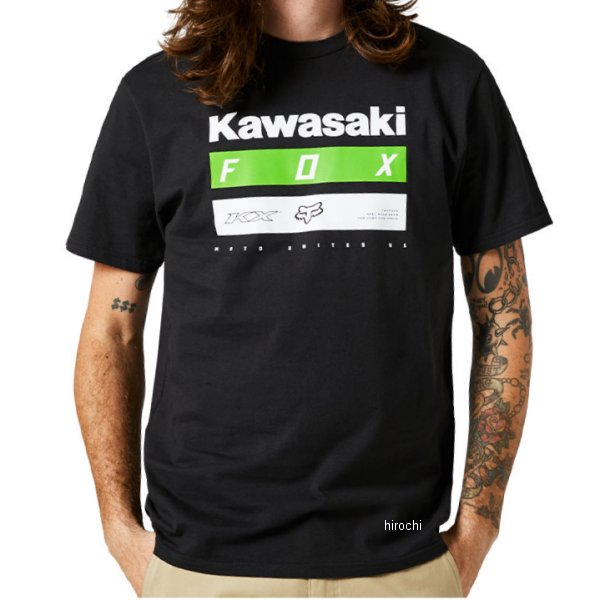 【メーカー在庫あり】 フォックス FOX 2022年モデル KAWASAKI ストライプス プレミアムTシャツ 黒 Mサイズ 29006-001-M HD店