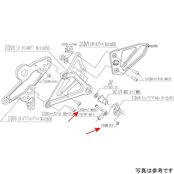 ビート BEET LH ペダルボルトSET Ninja650 9099-KD7-10 HD店