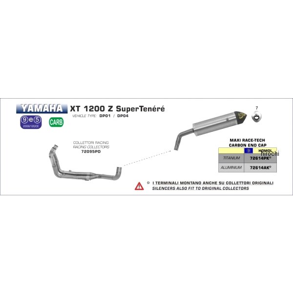 アロー ARROW スリップオンマフラー MAXI RACE TECH 10年-19年 XT1200ZSUPERTENERE アルミ/カーボンエンド 72614AK HD店