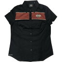 【即納】 ハーレー純正 新品 半袖 シャツ ウオッシュド ストライプ 黒/オレンジ レディース Sサイズ 99122-20VW/000S HD店
