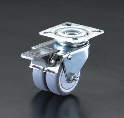【メーカー在庫あり】 エスコ ESCO 50mm キャスター 自在・ツインホイール・後輪ブレーキ 000012066997..