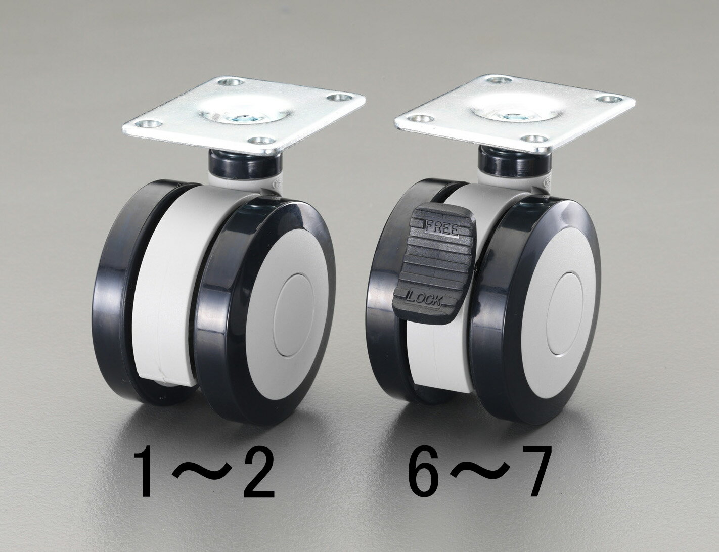 【メーカー在庫あり】 エスコ ESCO 100mm キャスター ツインホイール・ブレーキ付 000012245376 HD
