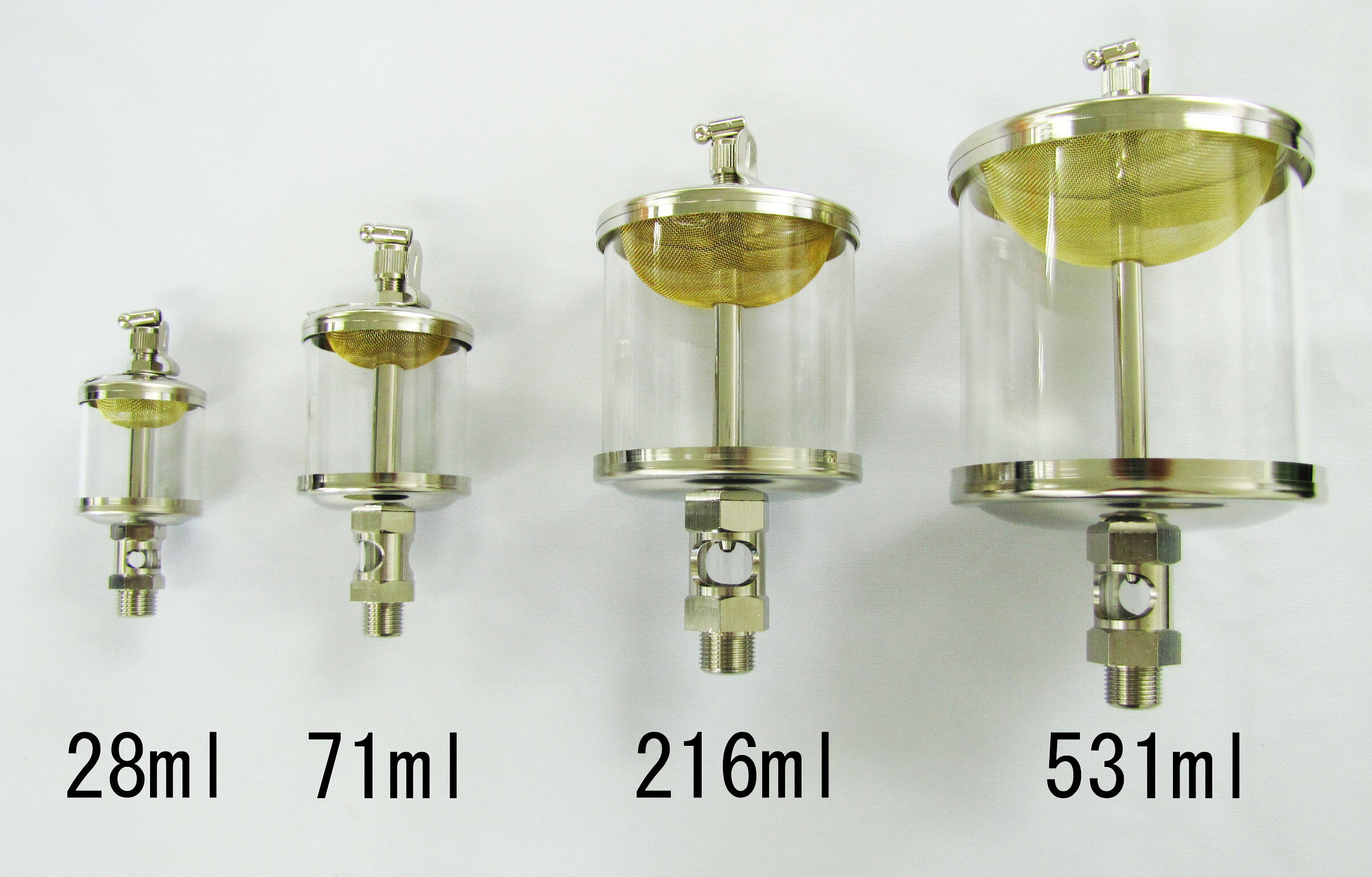 材質：真鍮（黄銅棒）、硬質ガラスねじサイズ：PF1/4容量：28ml胴径：38mm000012219135楽天 HD店　