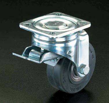 【メーカー在庫あり】 エスコ ESCO 125mm キャスター 自在金具・前輪ブレーキ付 00001