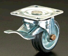 【メーカー在庫あり】 エスコ ESCO 100mm キャスター 自在金具・前輪ブレーキ付 00001