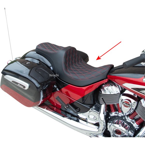 【USA在庫あり】 DRAG Specialties ドラックスペシャリティーズ シート プレデター3 フォワード ダブルダイヤモンド 赤ステッチ 0810-2272 HD店