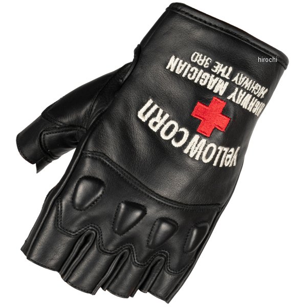 イエローコーン YeLLOW CORN レザーハーフフィンガーグローブ 黒 3Lサイズ YG-249S HD店