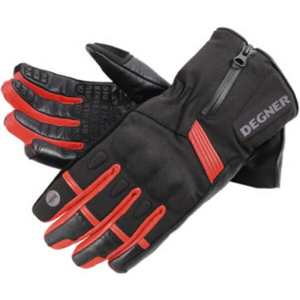 【メーカー在庫あり】 デグナー DEGNER ガントレットテキスタイルグローブ 黒/赤 Mサイズ WG-37 HD店